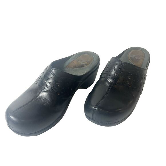 Dansko Black Leather Clog Women's EU 38 US 7.5-8 Comfort Mule Slip On Work Shoes - Picture 2 of 11